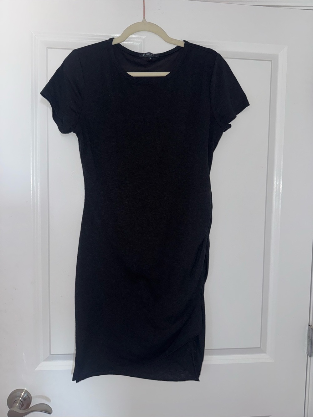 Black Short Sleeve Crewneck Dress
